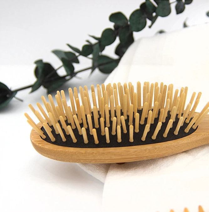 2-Pack Wooden Hair Brush and Comb Set