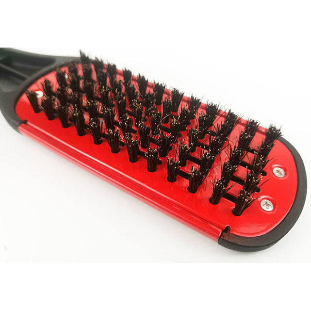 Double Sided Hair Straightener Brush with Metal Plates