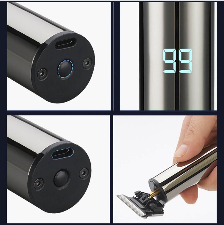 Portable Hair Clipper with LED Battery Level and full metal body