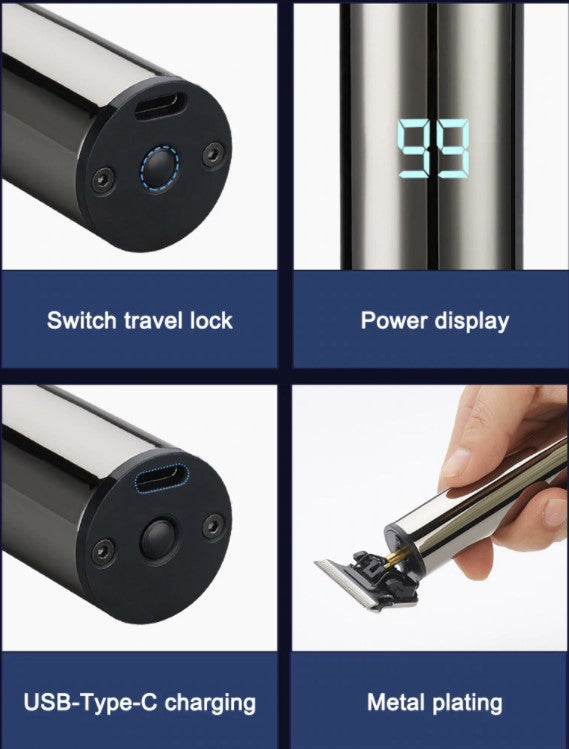 Portable Hair Clipper with LED Battery Level and full metal body