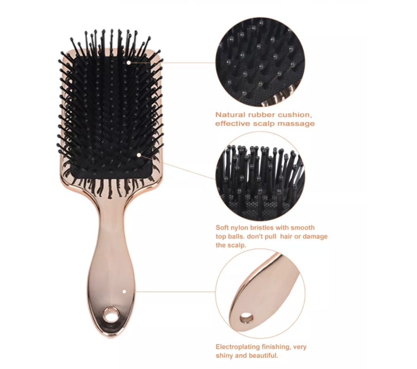 Premium Paddle Hair Brush with capped nylon pins