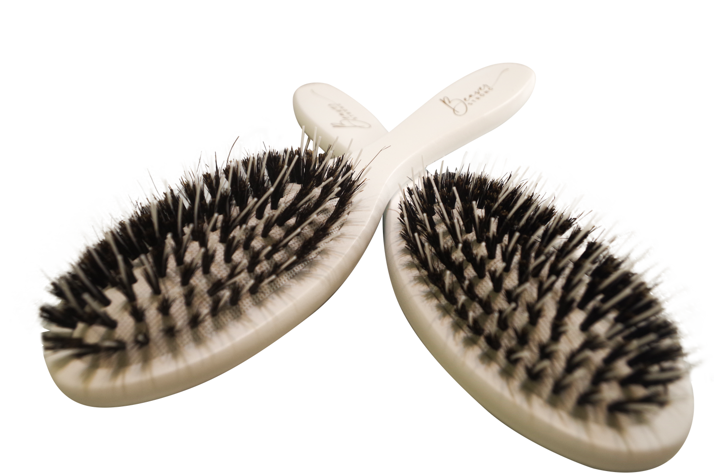 Natural wood nylon boar and nylon bristles paddle hair brush