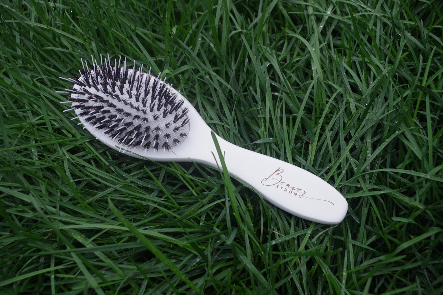Natural wood nylon boar and nylon bristles paddle hair brush