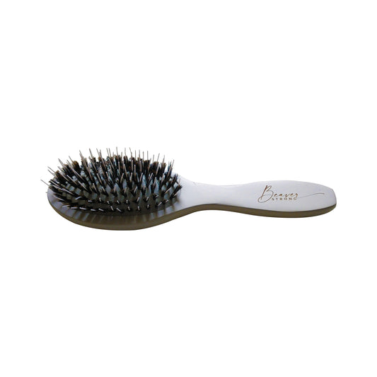 Natural wood nylon boar and nylon bristles paddle hair brush