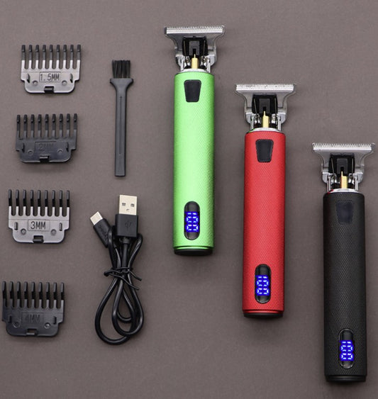 New Design Cordless Professional Rechargeable Hair Trimmer with LCD Display - 4 Colours